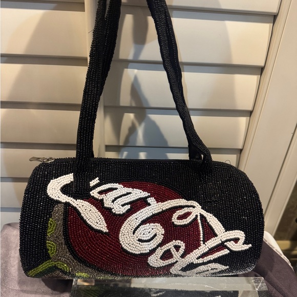 Coca Cola Black and Red Beaded Handbag‎